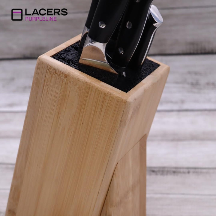 Lacers PurpleLine Messerblock Bambus mit Borsteneinsatz OHNE MESSER | Universal Messerhalter aus nac