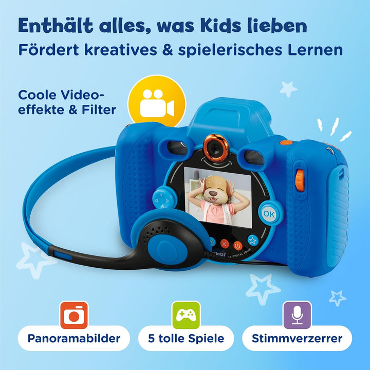 VTech KidiZoom Duo FX in Blau – Robuste Digitalkamera mit kreativen Apps und Spielfunktionen – Für K