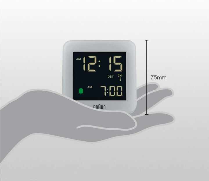 Braun Digitaler Funkwecker für die mitteleuropäische Zeitzone (DCF) mit Schlummerfunktion, LCD-Displ