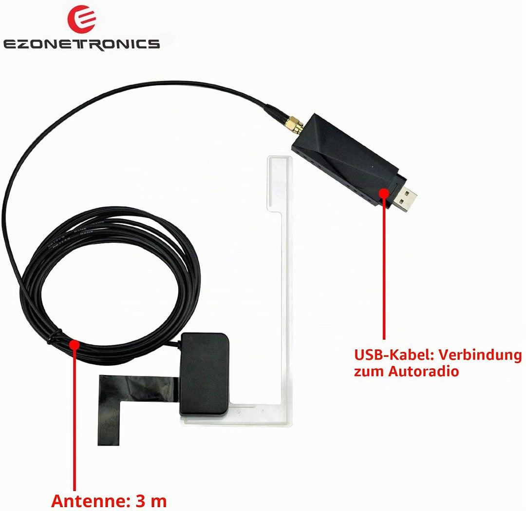 EZoneTronics Externer DAB DAB + Adapter angepasst Digitaler Radio Tuner Box passt für Alle Android C