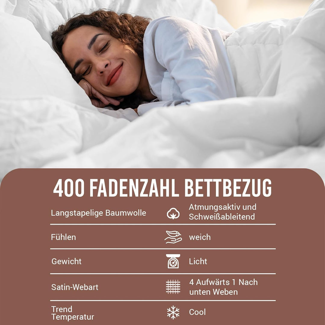 Pizuna 400 Fadenzahl aus Baumwolle bettbezug 155x220 Weiss, 100% Langstaple Baumwolle bettwäsche und