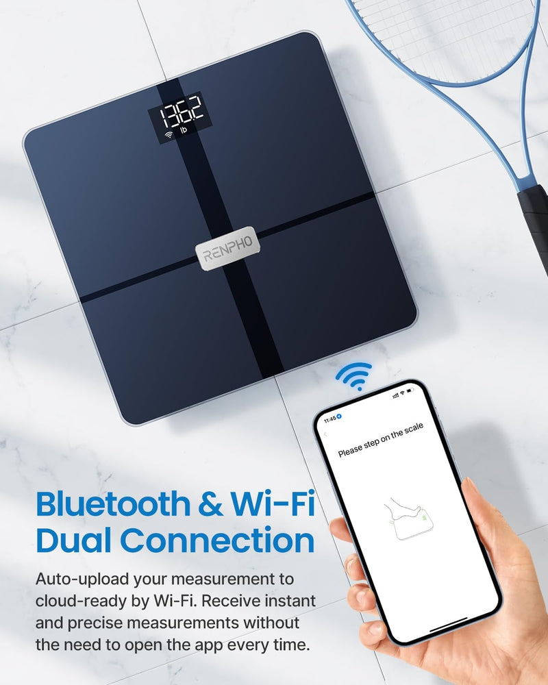 RENPHO WLAN-Smart-Waage Bluetooth Körperfettwaage, Personenwaage mit Körperfett und Muskelmasse, Wir