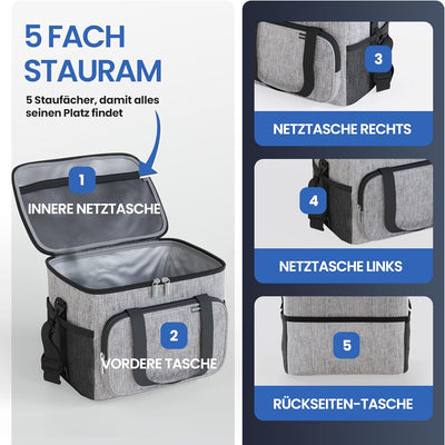 HELDENWERK Kühltasche für Essen & Getränke - Isolierte Thermotasche auslaufsicher & wasserdicht - Fr