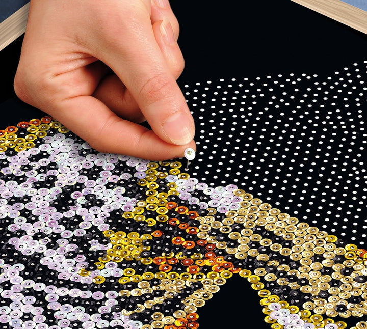 Kitfix - Sequin Art Leopard mit Holzrahmen - 27 x 36cm - Sequin Art Blue Premium - Paillettenbild -