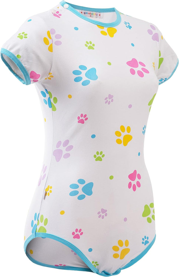LittleForBig Baumwolle Strampler Onesie Pyjamas Bodysuit - Baby Pfoten Strampler Blau XXL, Blau XXL