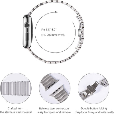 NewWays 49mm 45mm 44mm 42mm Kompatibel mit Apple Watch Armband,Edelstahl Gliederarmband Ersatzarmbän