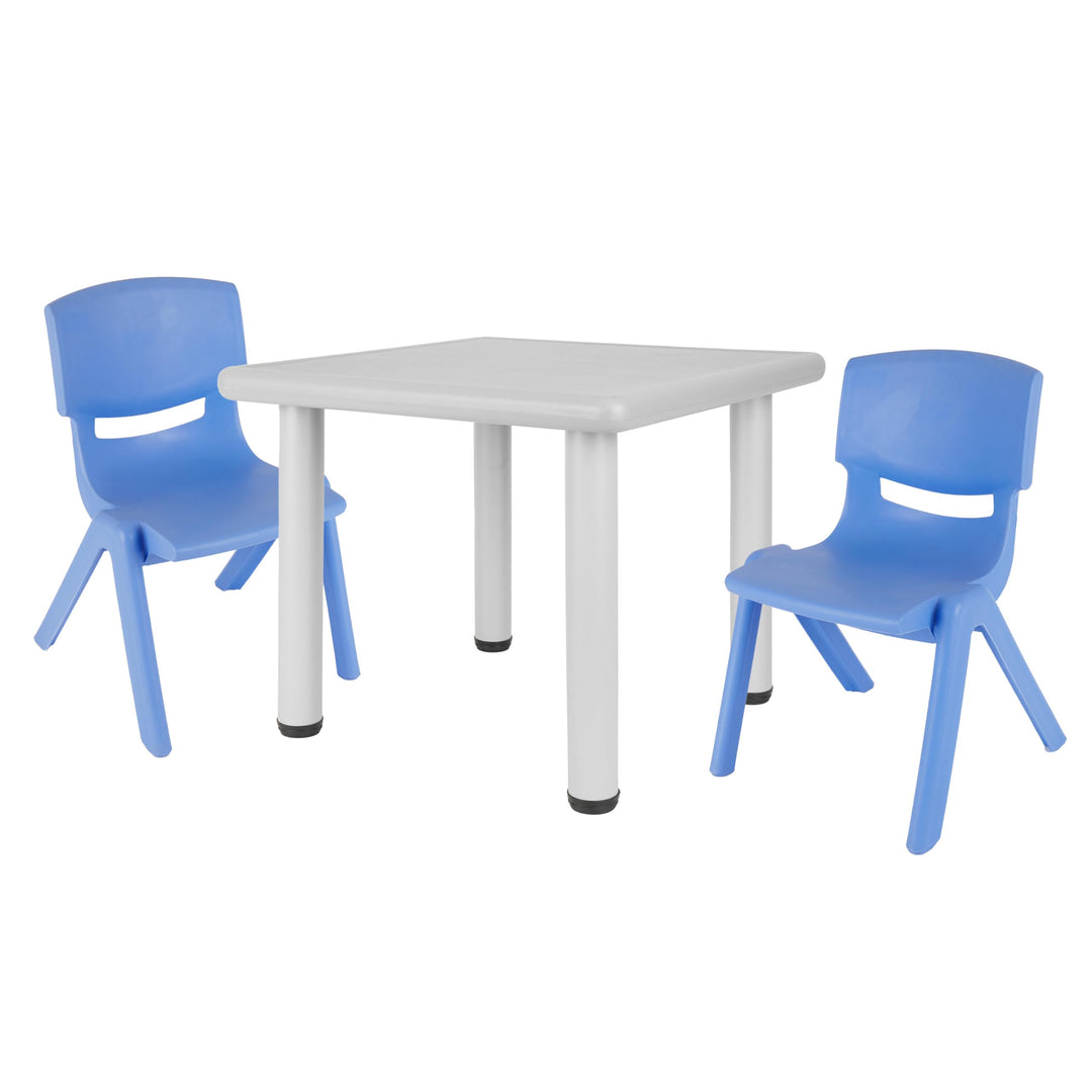 Bieco Kindertisch mit 2 Stühlen | Für Innen und Aussen | Stapelbar & Kippsicher | Basteltisch Tisch-