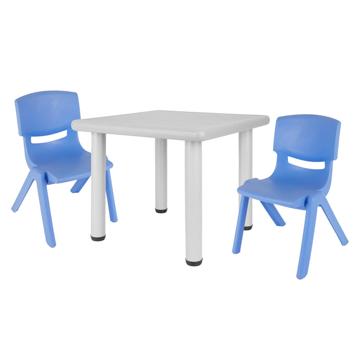 Bieco Kindertisch mit 2 Stühlen | Für Innen und Aussen | Stapelbar & Kippsicher | Basteltisch Tisch-