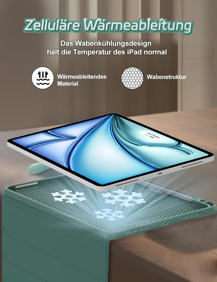 Tastatur Hülle für iPad Air 11 Zoll (M3/M2) - 7-Farben Beleuchtung Keyboard Cover mit Stifthalter &