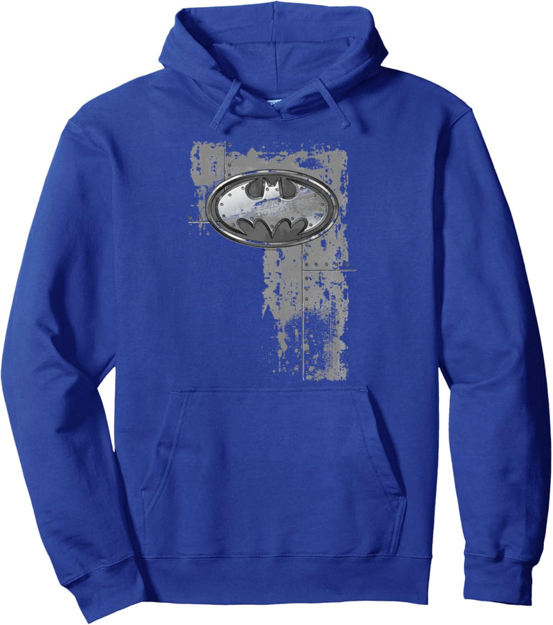 Batman Rivited Metal Logo Pullover Hoodie