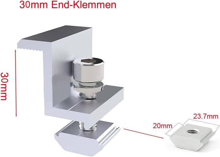 Solarmodul Alu Halterung Befestigungssystem Trapezblech PV Befestigungsschiene Schiene 400MM Endklem