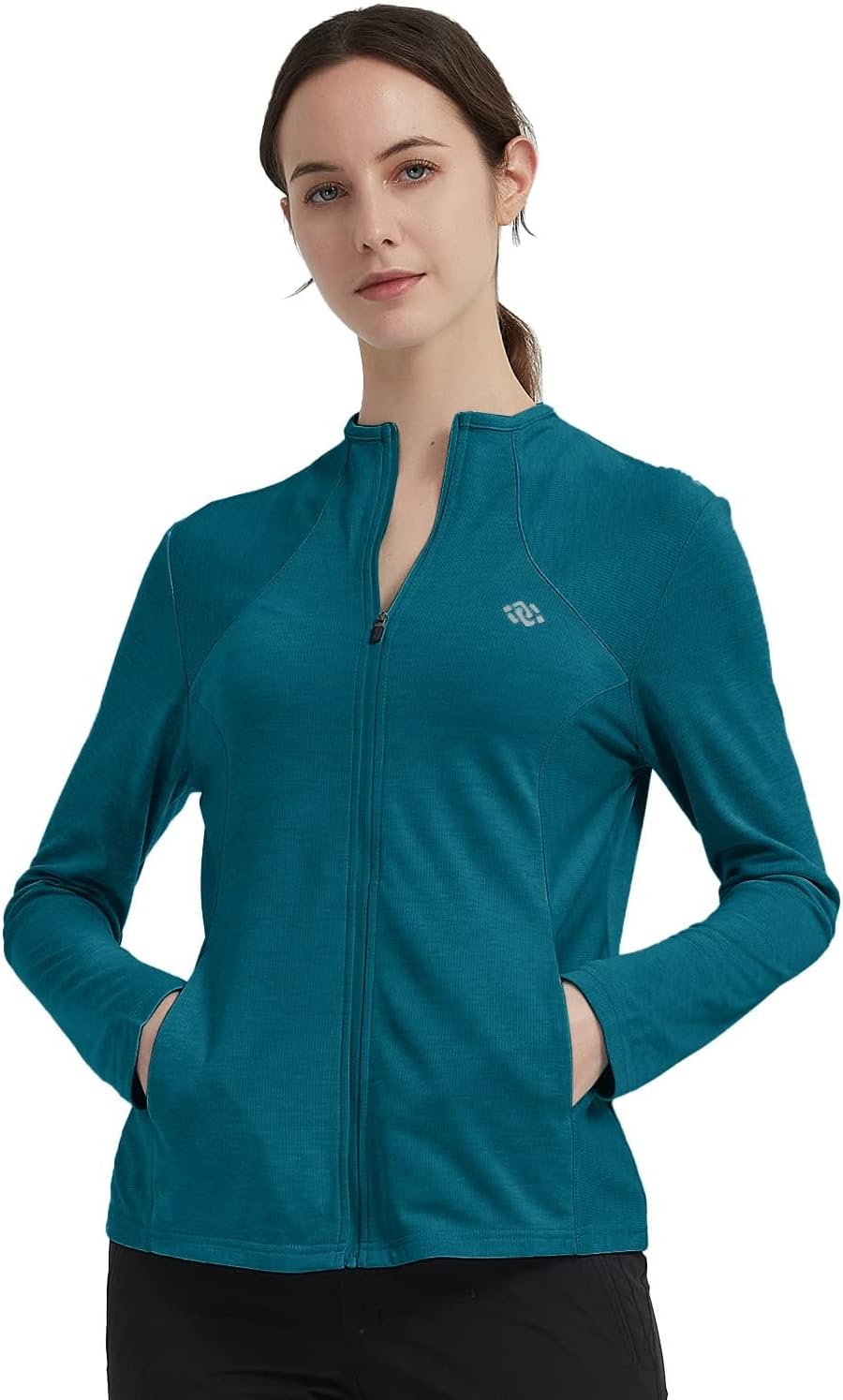MoFiz Damen Laufjacke Leicht Sportjacke Trainingsjacke Langarm Fitness Wandern Yoga Jacke Atmungsakt