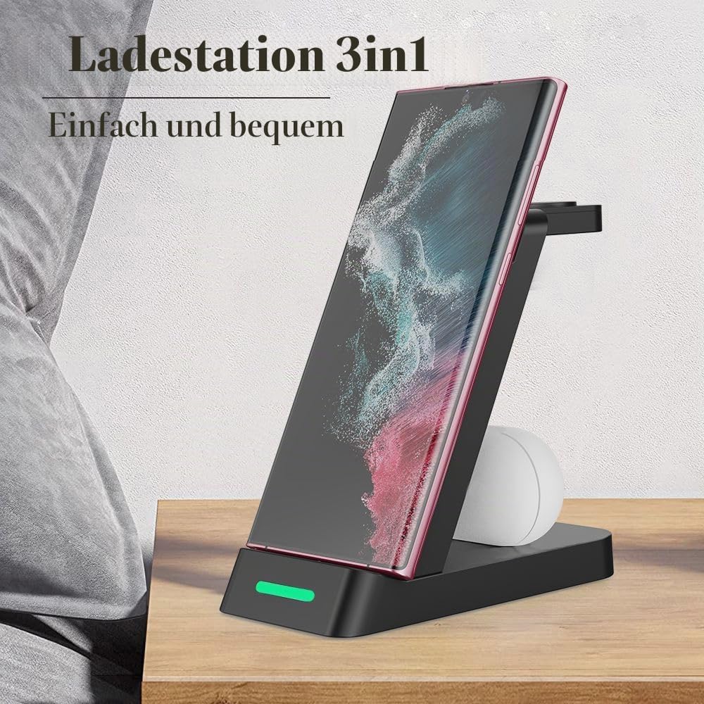 3 in 1 Ladestation für Samsung ladestation Watch und Handy, induktion ladegerät für Sumsung Galaxy S