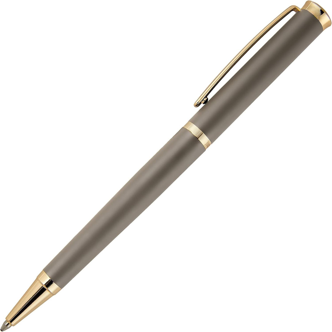 Hugo Boss Kugelschreiber Sophisticated Matte Taupe aus Messing hergestellt, Farbe: Pastellgrau, Abme