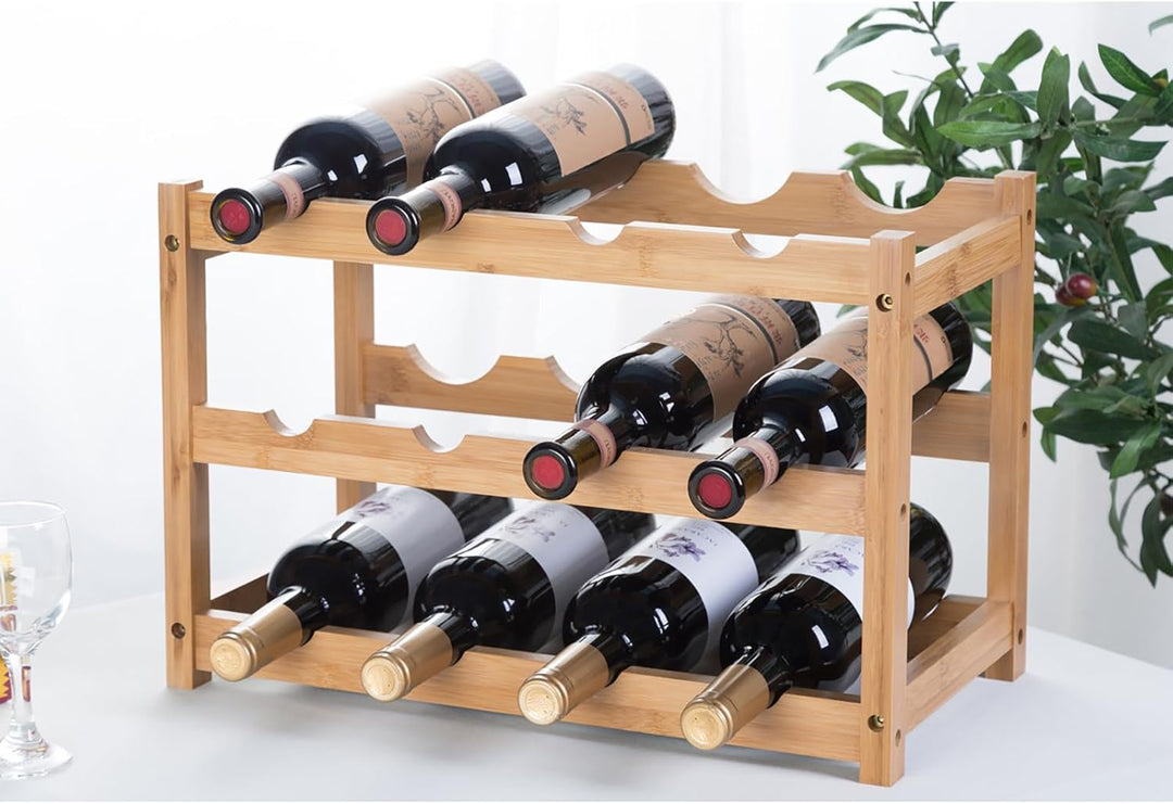 Weinregal, Klein Flaschenregal Lagerung Halter, Natürliche Flaschenhalter aus Bambus, Wein Flaschen