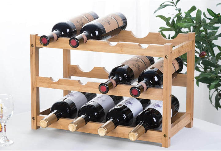 Weinregal, Klein Flaschenregal Lagerung Halter, Natürliche Flaschenhalter aus Bambus, Wein Flaschen