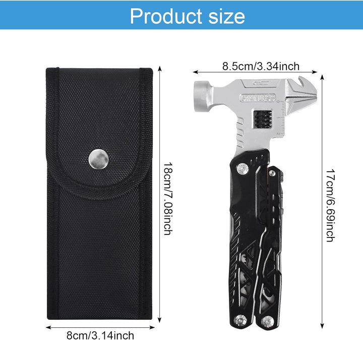 18 in 1 Multitool-Hammer – Kohlenstoffstahl Tragbares Multi-Tool für Camping, Wandern, Notfall, Über
