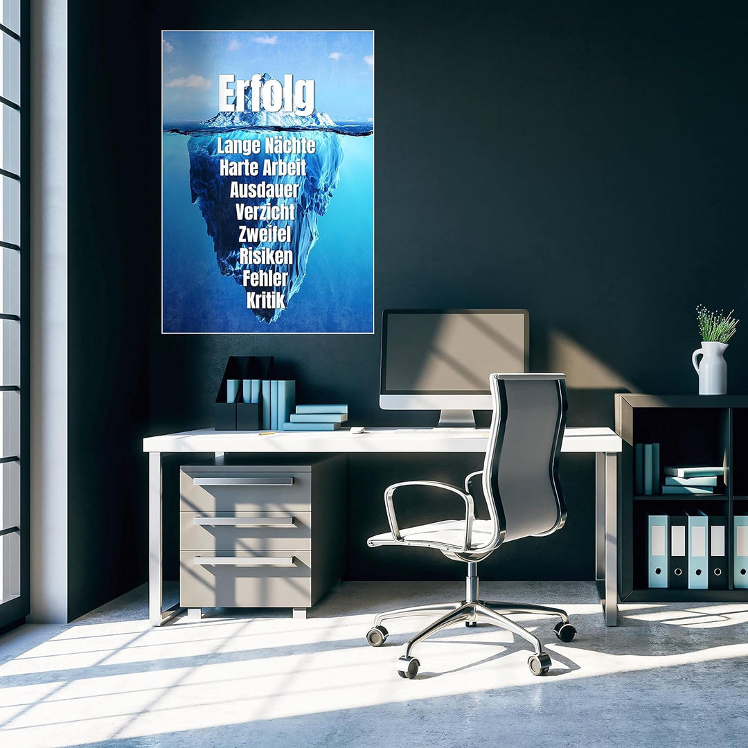 wandmotiv24 Poster als Wanddeko, Grösse 100x70cm, Erfolg Eisberg, Arktis, Arbeit, Moderne Wanddeko,