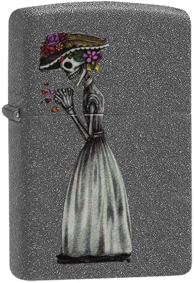 Zippo 28987 60002305 PL Day of Dead Skulls Set Feuerzeug, Messing, Edelstahloptik, 1 x 3,5 x 5,5 cm