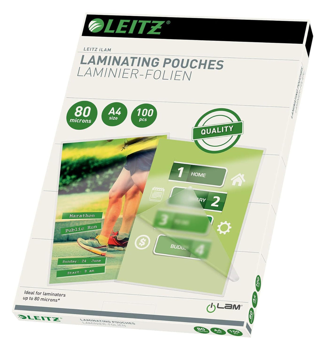 Funny Handtuchrolle & Leitz Heisslaminierfolien A4 80 mic, Hochwertige Laminierfolien im 100er Pack,