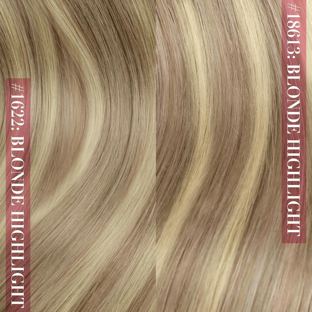 YoungSee Clip in Extensions Echthaar Blond Gesträhnt 40 cm 120g 7 Stück Extensions Echthaar Clip Gol