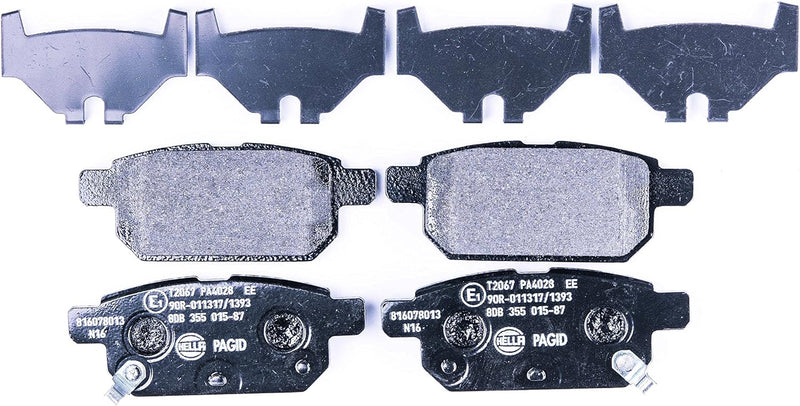 HELLA PAGID 8DB 355 015-871 Bremsbelagsatz - T2067 - Dicke/Stärke: 14.3mm - mit akustischer Verschle