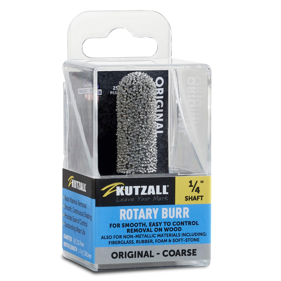 Kutzall Original Kugelkopffräser, 1⁄4" Schaft, grob - Holzbearbeitungswerkzeug für Bosch, DeWalt, Mi