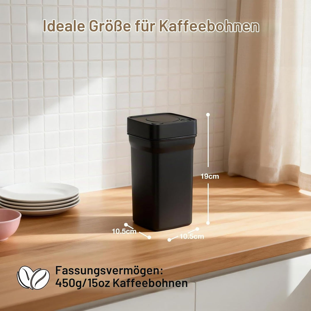 AiQInu Vakuum Kaffeedose mit Vakuumpumpe, 1.2L Edelstahl Behälter für Kaffeebohnen, Gemahlenen Kaffe