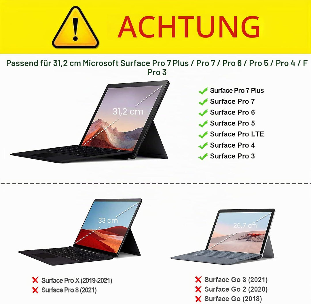 FINTIE Hülle für Microsoft Surface Pro 7+/ 7/6/ 5/4/ 3 Tablet 12.3 Zoll - Multi-Sichtwinkel Hochwert