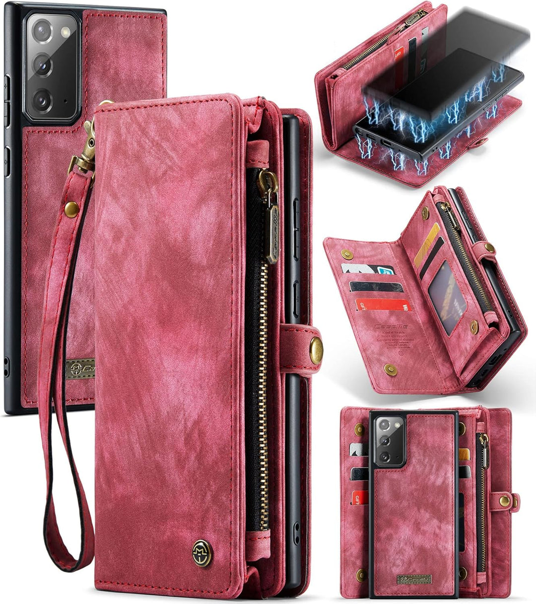 UFinetech 2-in-1 Luxus Samsung Galaxy Note 20 Hülle Case Tasche Magnetische Gute Flip Kartenfach Ket