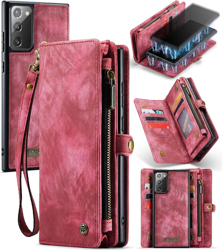 UFinetech 2-in-1 Luxus Samsung Galaxy Note 20 Hülle Case Tasche Magnetische Gute Flip Kartenfach Ket