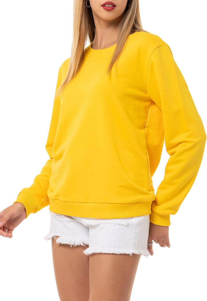 Redbridge Basic Sweatshirt Klassischer Pullover mit Rundhalsausschnitt Lässiger Stil M Gelb, M Gelb