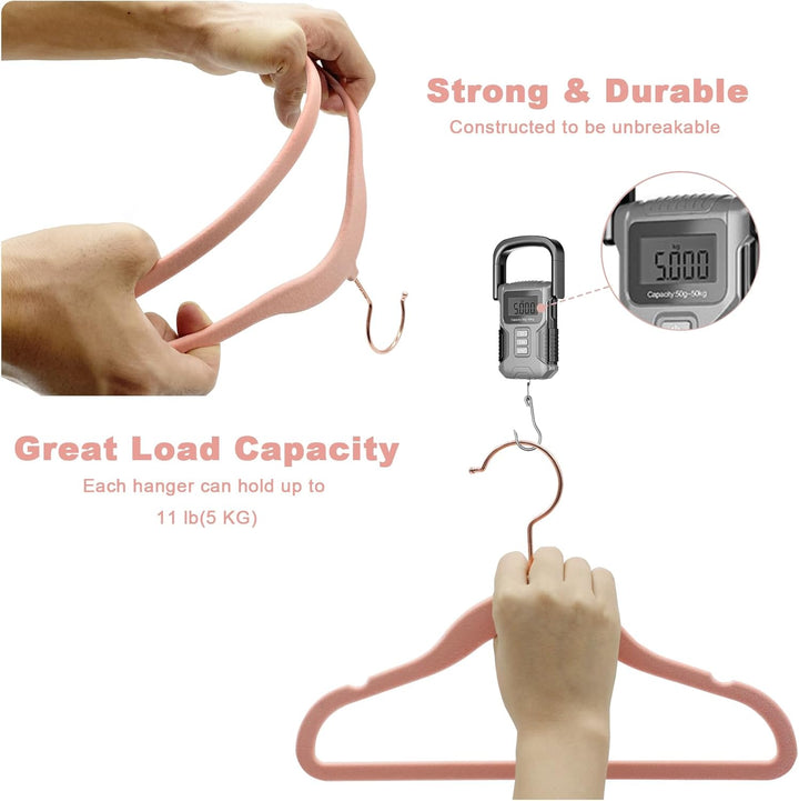 ABHENG 50 Stück Kinderkleiderbügel Samt, Samtbügel für Baby mit 360° Drehbarem Haken, rutschfeste un