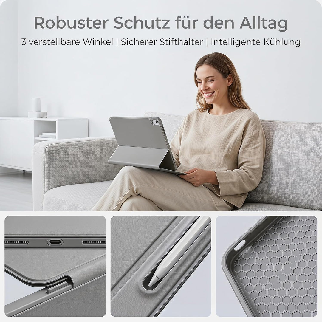 WALWALO Hülle mit Tastatur für iPad A16 11 Generation 2025/10 Generation 2022, (11/10.9 Zoll) - Magn