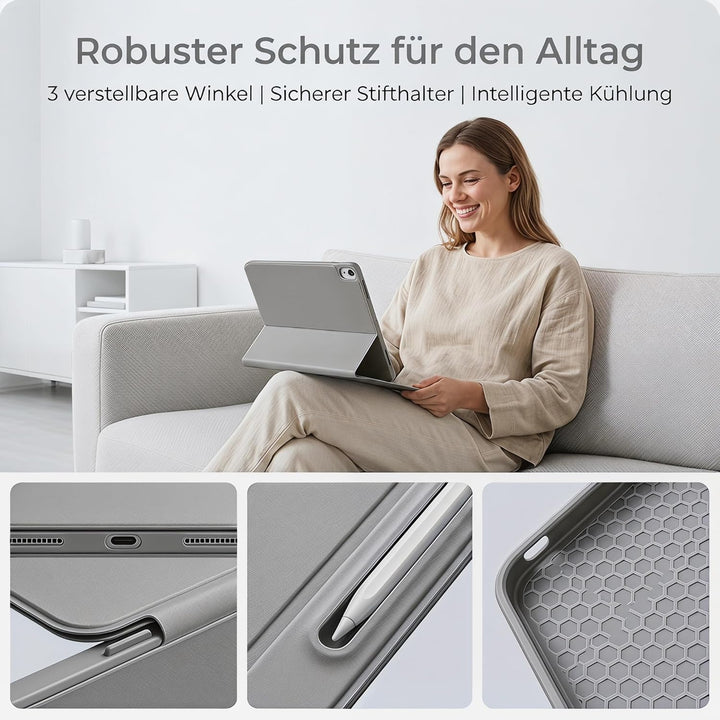 WALWALO Hülle mit Tastatur für iPad A16 11 Generation 2025/10 Generation 2022, (11/10.9 Zoll) - Magn