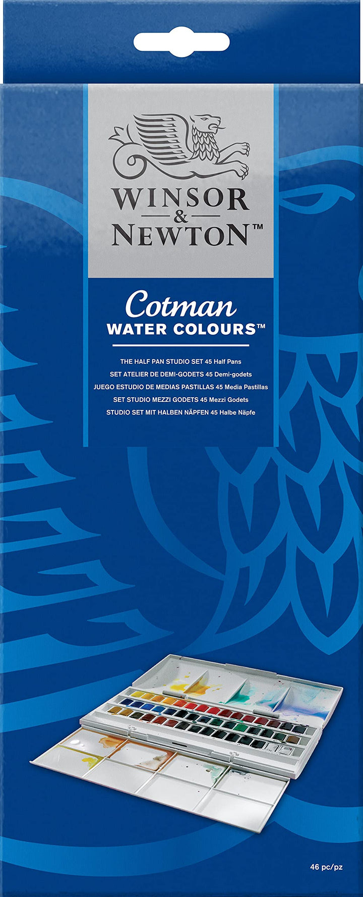 Winsor & Newton 0390471 Cotman Half Pan Studio Aquarellfarben Set, lebendige Wasserfarben mit hoher