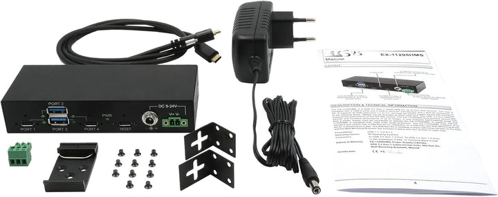 EX-11295HMS 4 Port USB 3.2 Gen 2 HUB Din-Rail Kit und Wand VIA VL822 Chipset