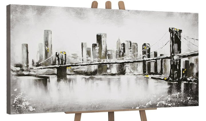 YS-Art Abstrakt Acryl Gemälde auf Leinwand Grossstadt handgemalt Wandbilder Wohnzimmer modern Wohnde