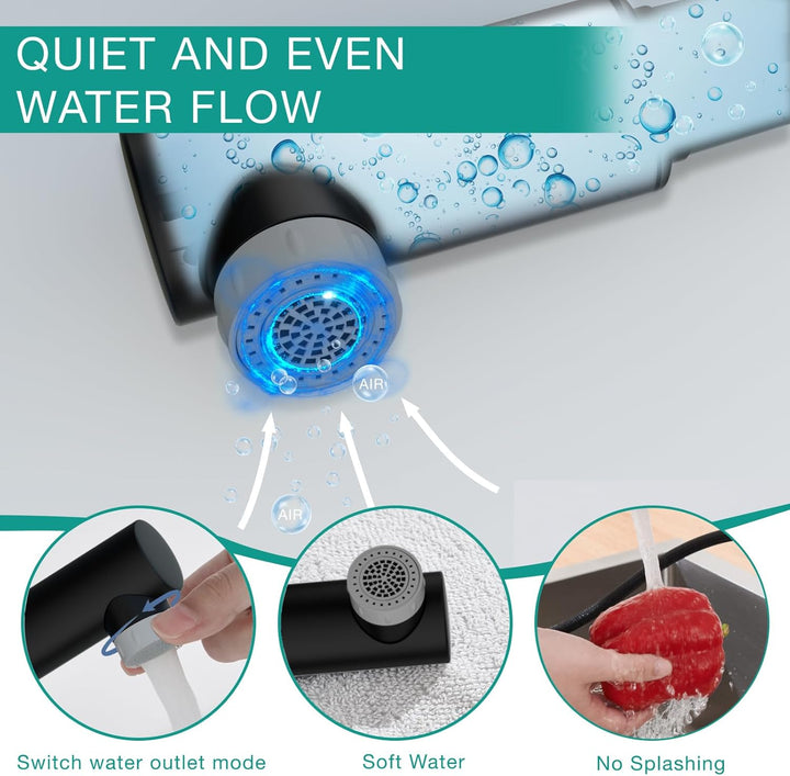 DETBOM Wasserhahn Bad mit Ausziehbar Brause, Armatur Badezimmer mit 2 Strahlarten, Einhebelmischer W