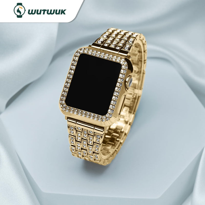 wutwuk Apple Watch Armband Glitzer Kompatibel mit Apple Watch 40mm 44mm 41mm 45mm 42mm 38mm Schutzhü