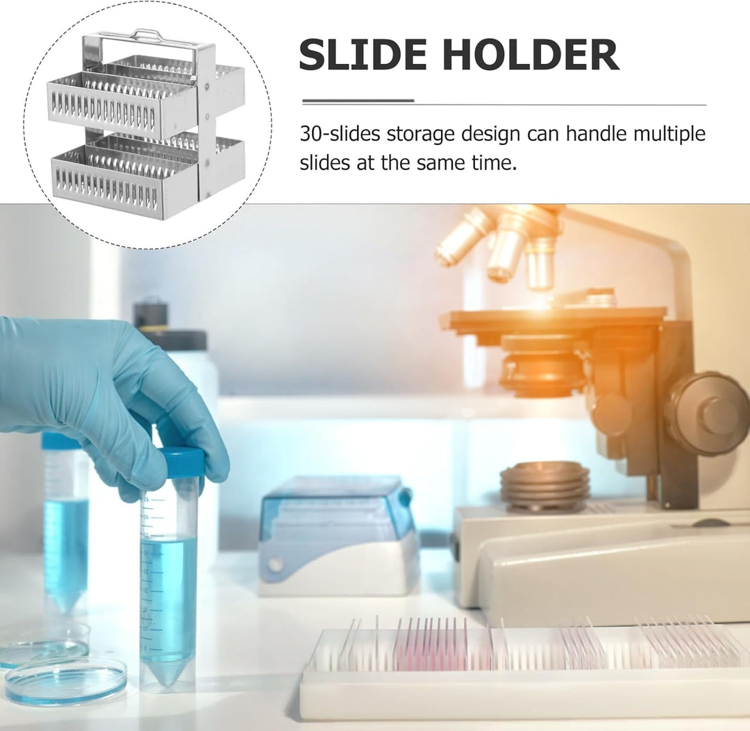 Edelstahl Färbegestell Für Mikroskop Objektträger 30 Positionen Tragbares Und Stabiles Glaschieber H