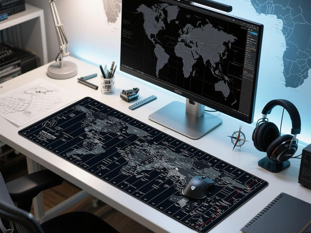 Anpollo XXL Speed Gaming Mauspad Weltkarte 900x400x3mm XXL Mousepad Tischunterlage Large Size Multif