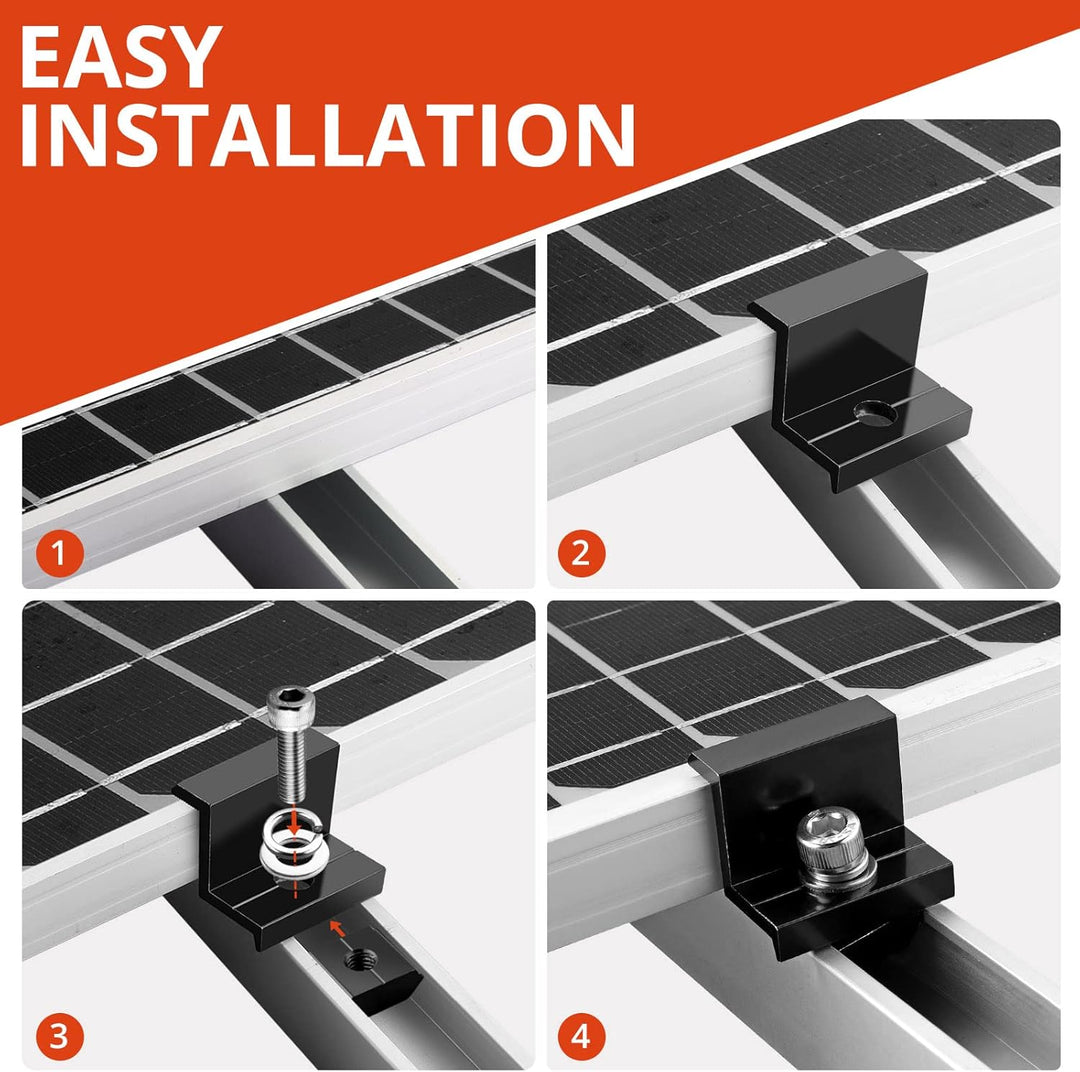 GETLITOOL Solarmodul Halterung 35mm Endklemme Kit, 10x Solarpanel Z Halterung Randklemme für Photovo
