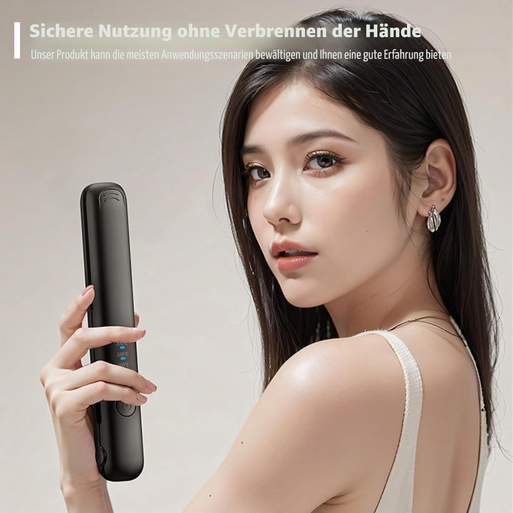 VegenaMini Glätteisen Kabellos, 2-In-1 Haarglätter, 3200mah Reise Glätteisen, Lockenstab Mit 4 Einst