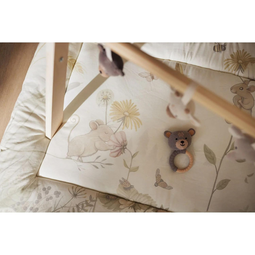 Jollein Krabbeldecke für Baby - Dreamy Mouse - Laufgittereinlage - 75x95 cm - Spieldecke Baby - Crem