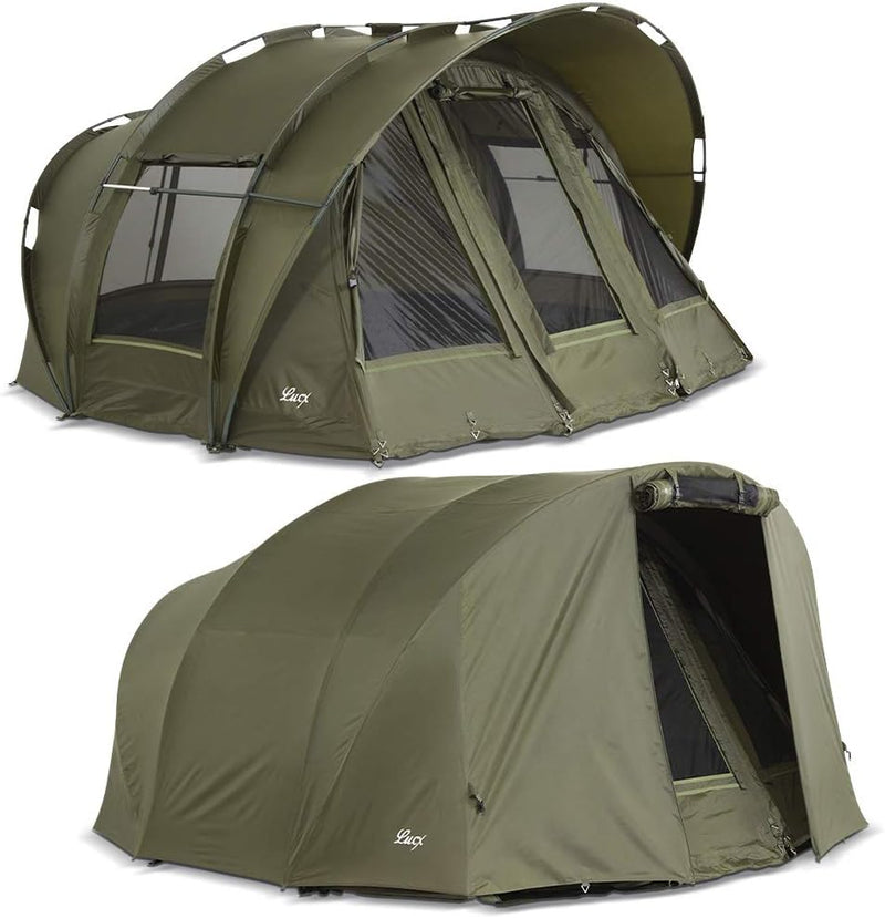 Lucx® Leopard Bivvy + Winterskin 2-3 Mann Angelzelt + Überwurf 2 bis 3 Personen Karpfenzelt + Overwr