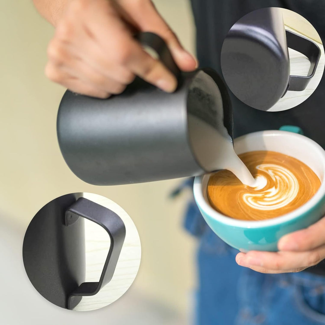 Milchkännchen, 350 mlMilchkanne aus Edelstahl mit Messung Mark, Barista Zubehör, Kaffee Creamer Milc