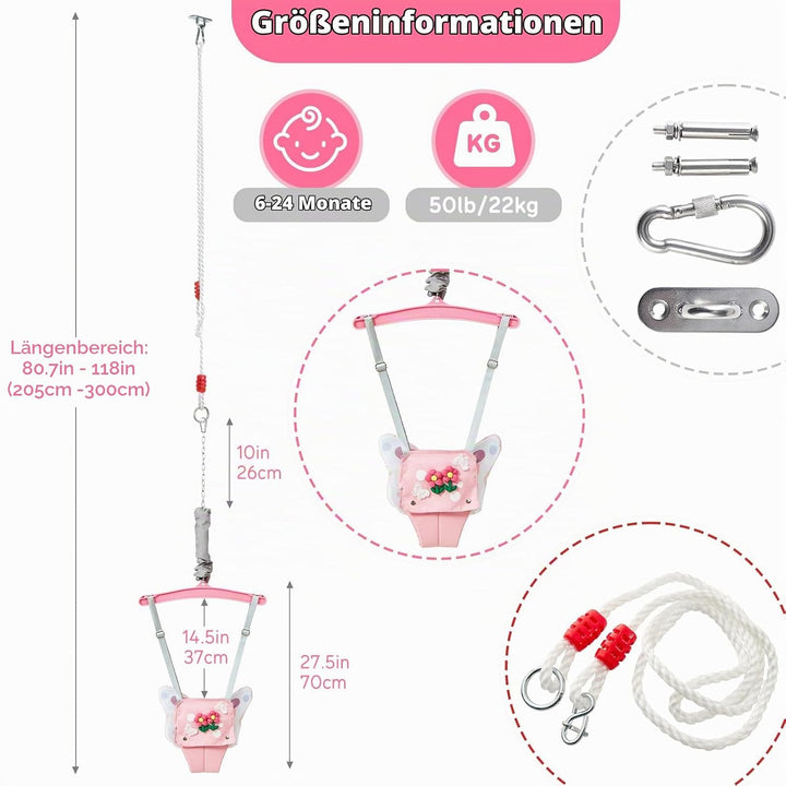 FUNLIO Baby Jumper mit Deckenhaken für 6–24 Monate, Türhopser für Babys für drinnen und draussen, Ba