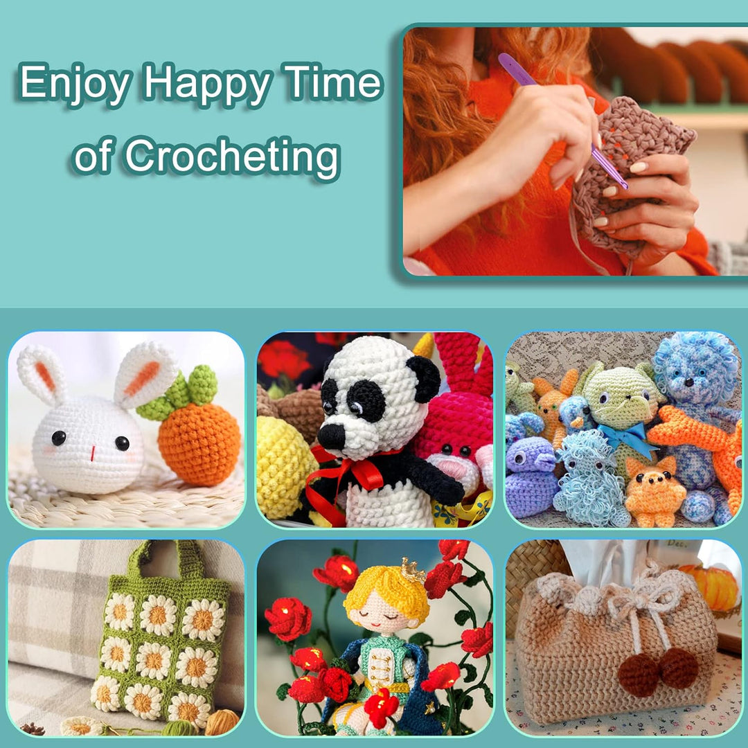 Coopay Häkelset für Anfänger Erwachsene, 58 Stück Häkelnadel Set Inklusive TPR Griff Häkelnadeln, Sp