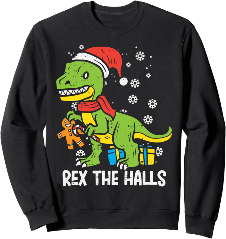 Rex The Halls Trex Dino Weihnachtspyjama für Kleinkinder, Jungen Sweatshirt